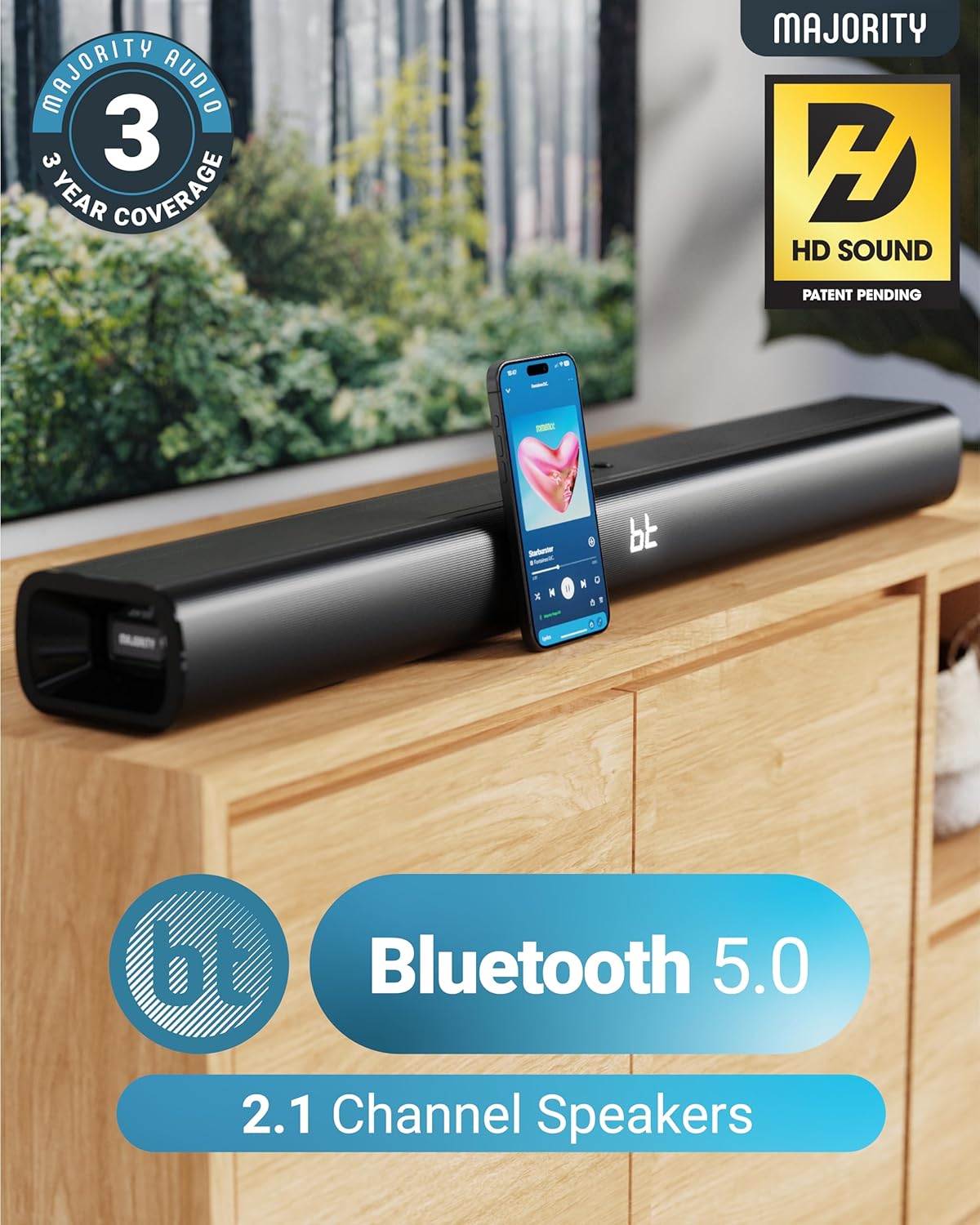 Majority Soundbar NAGA 80 140W 2.1 3D Sound Built-in Sub