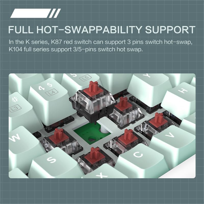 Thunderobot K104 Gaming Mechanical Keyboard 104 Red Switch Keys