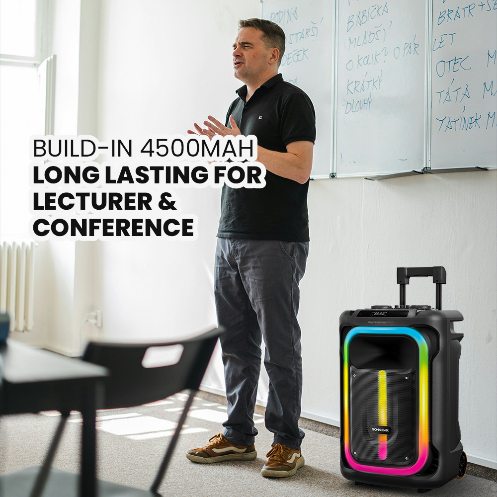 SonicGear Portable Karaoke Speaker 12'' 240W TWS BT/USB 2x Mics HYPERBOX 1300 Pro
