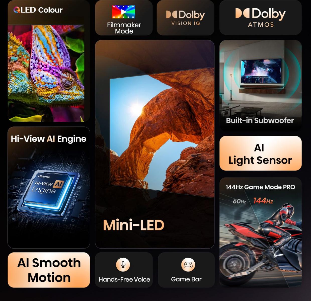 Hisense 55U7Q 55'' 4K Smart QLED MINI LED 144hz Gaming TV