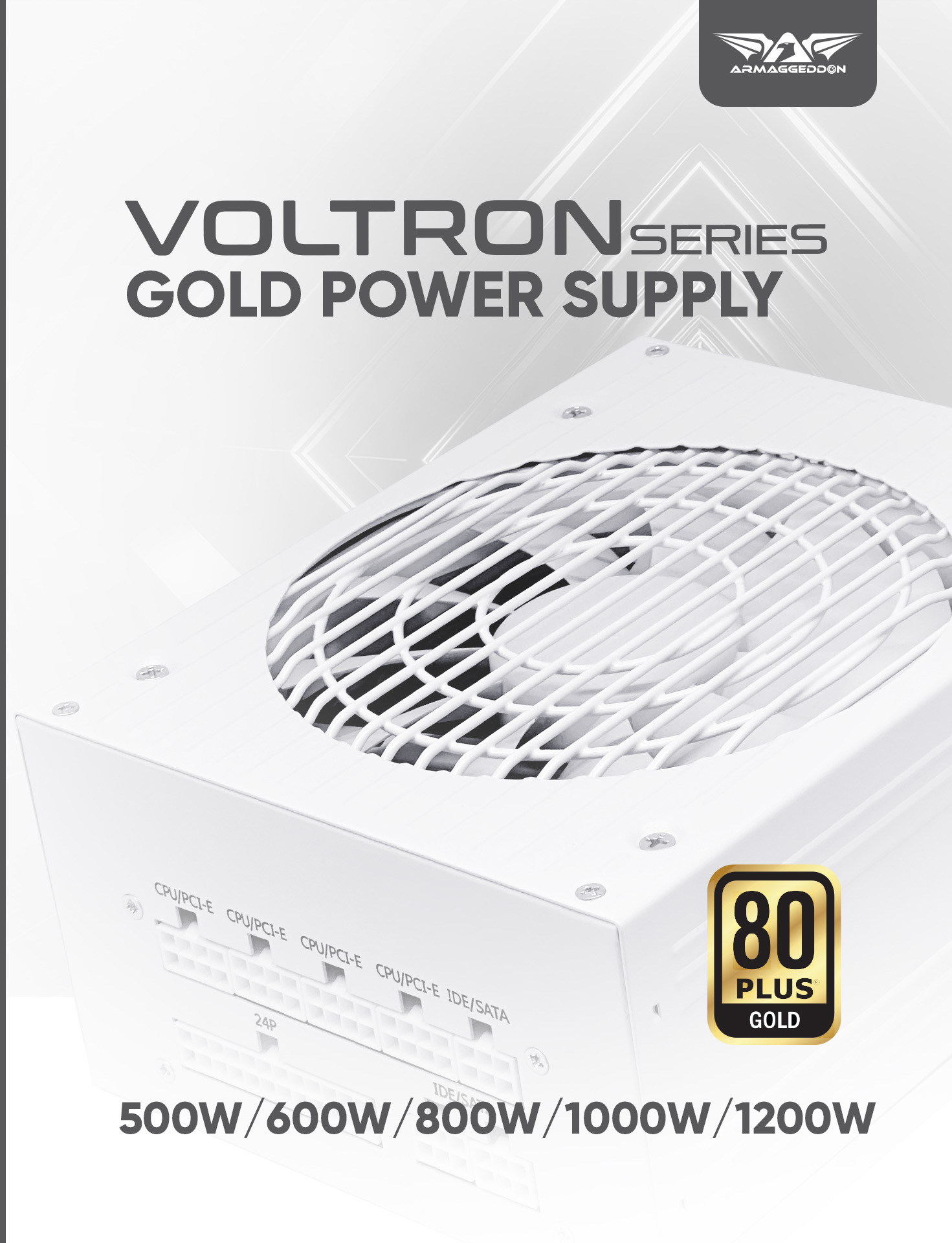 Armaggeddon Gaming PSU 600W Modular & Certified 80+ VOLTRON GOLD 600 White