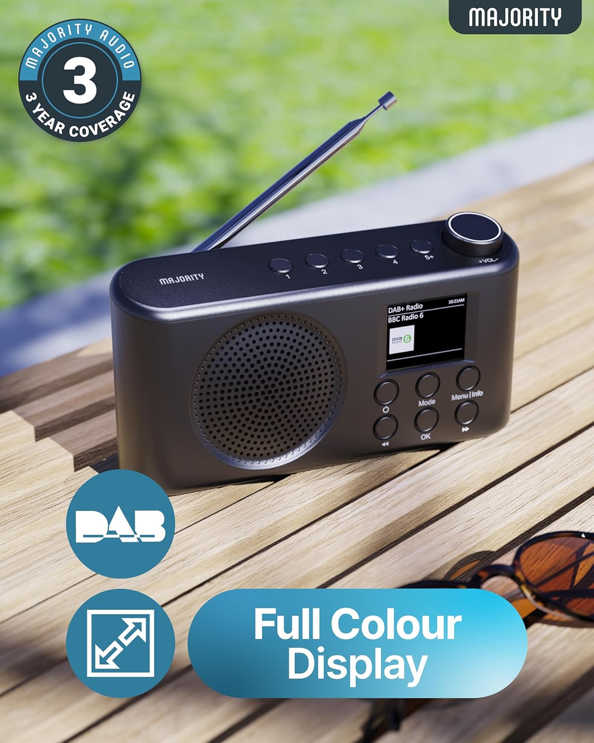 Majority Radio ORWELL Pro Portable with Display & Bluetooth-USB-FM Radio