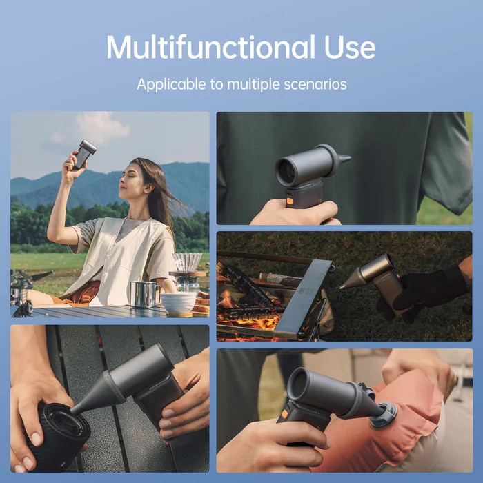 Jisulife ULTRA 1 Portable Personal Fan Aluminium Housing, Square & Round Nozzles Included, 75000 RPM, 1-100 Wind Scroll Wheel