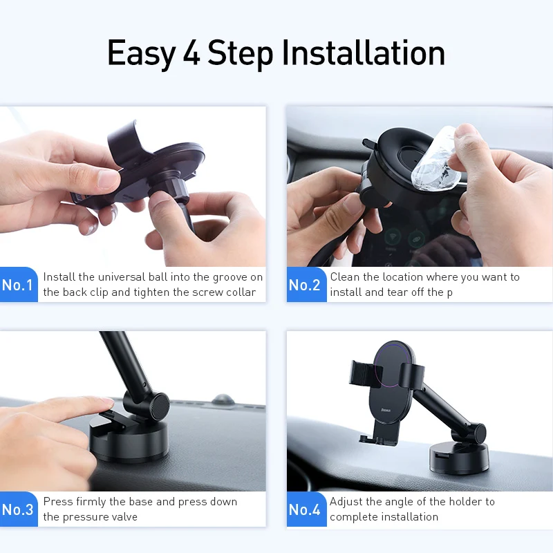 Baseus Simplism Gravity Car Mount Holder with Suction Base Black