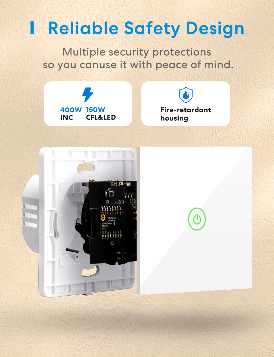 Meross Homekit Smart Wi-Fi Wall Switch 1-Gang 1-way MSS510HK-EU