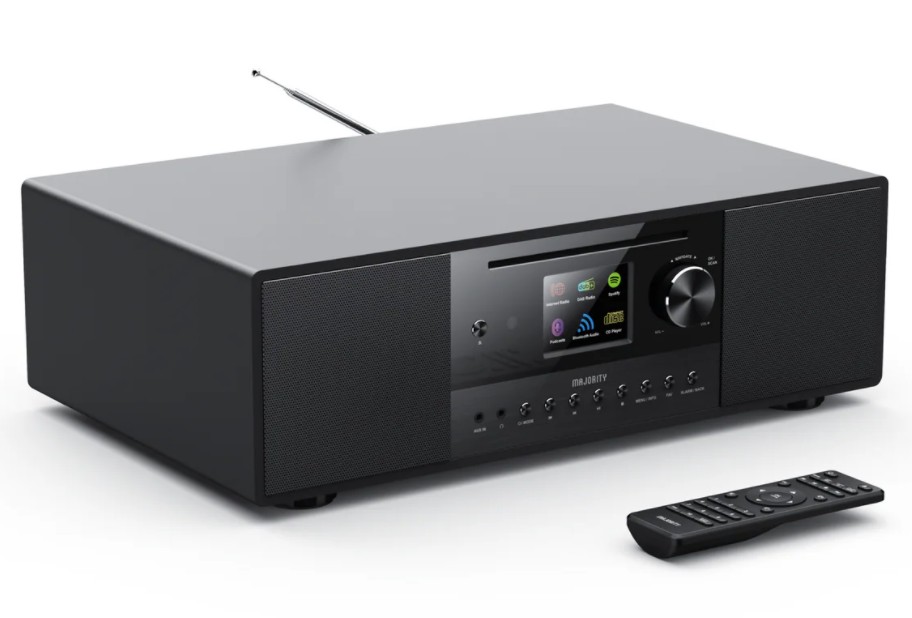 Majority QUADRIGA 2.1 Mini HiFi 120W CD-BT-USB-FM Internet-Radio 6'' Subwoofer Black