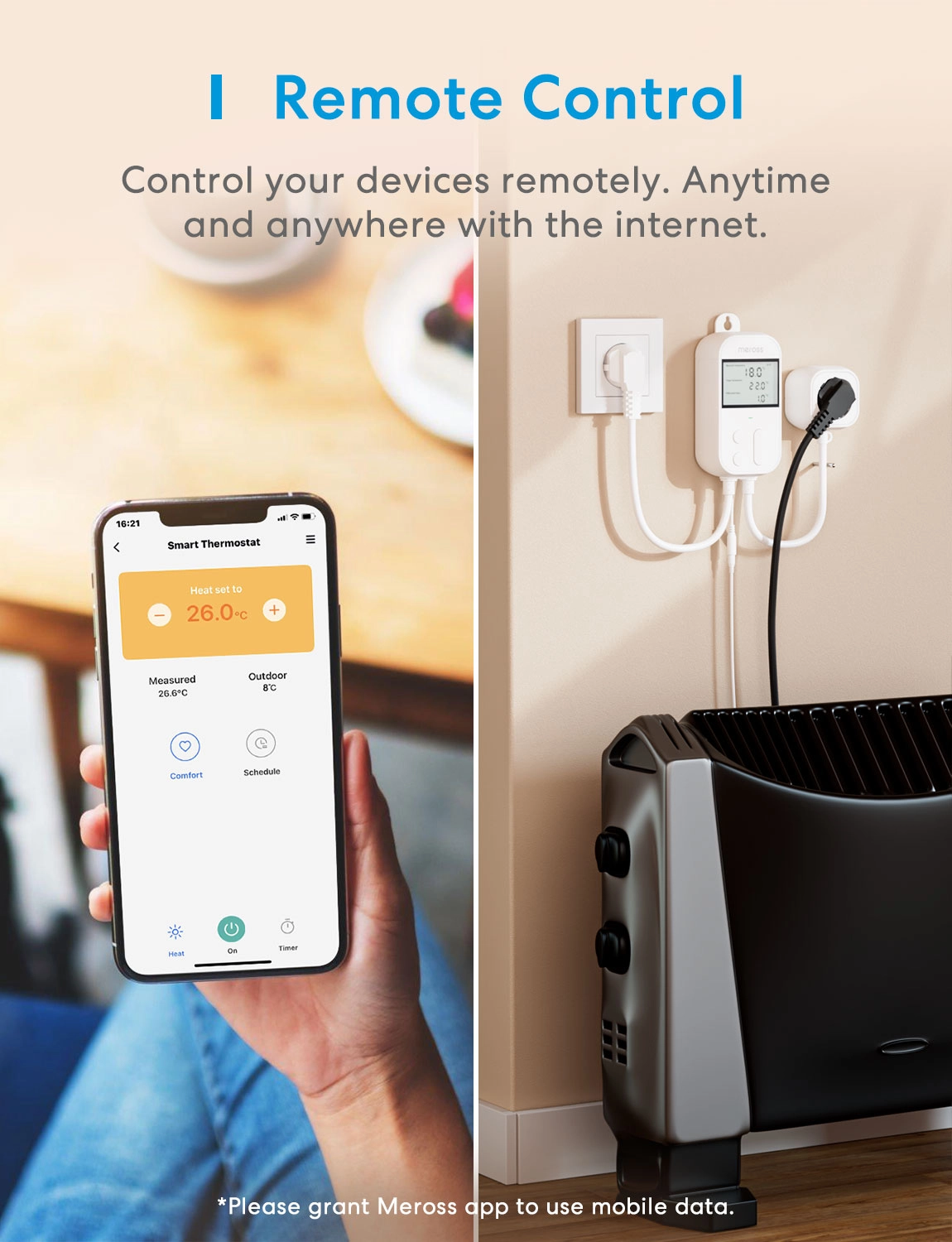 Meross Homekit Smart Wi-Fi Socket Thermostat MTS960HK-UK