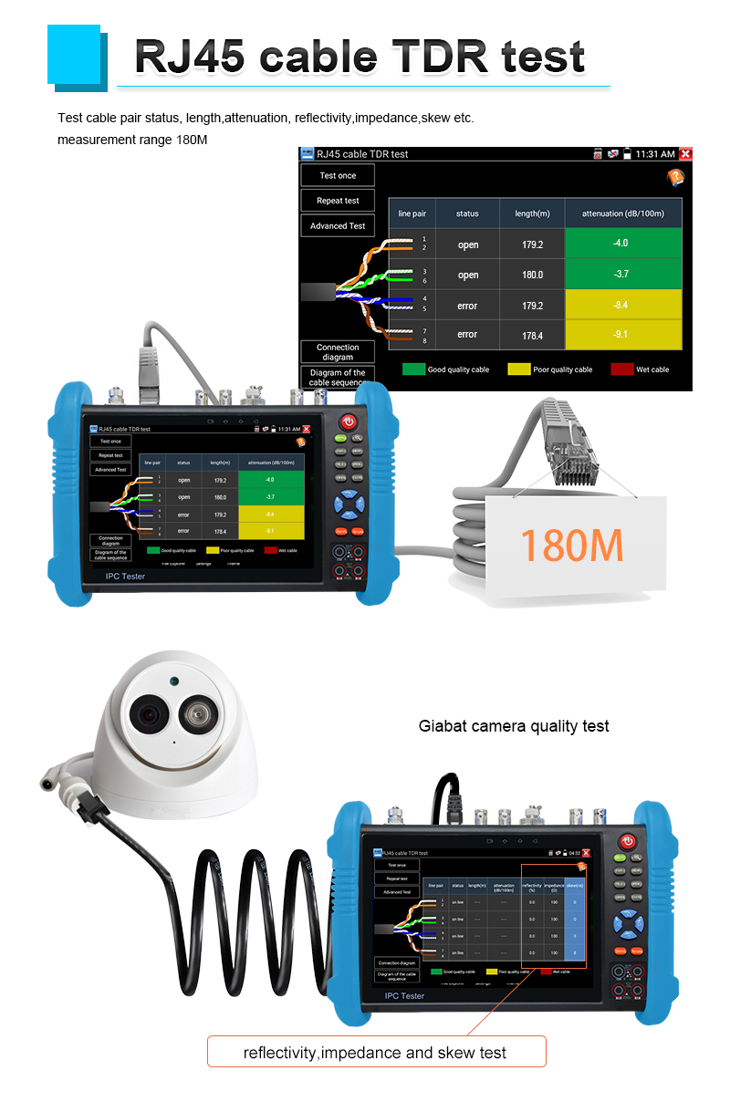 Noyafa CCTV & Network Tester with 7" Retina Touchscreen, 4K Support, PoE Output & Multi-Function Testing NF-716 MOVT ADHS Pro