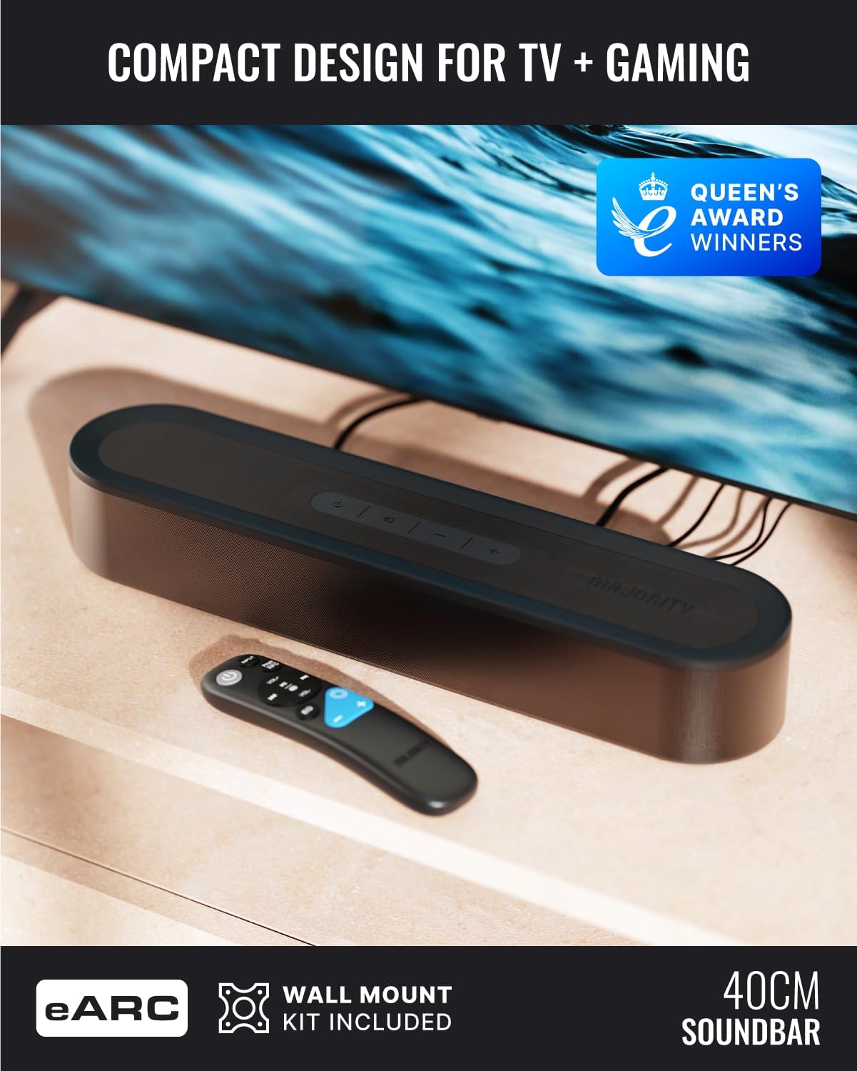 Majority Soundbar BOWFELL HALO DOLBY 5.1 230W Wired Sub & 2 Satellite Speakers