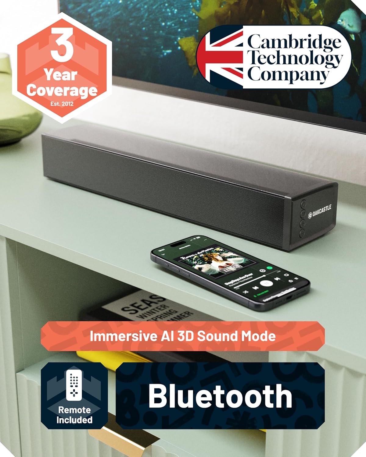 Majority Oakcastle SB40 Soundbar 60W BT-HDMI & Remote Control