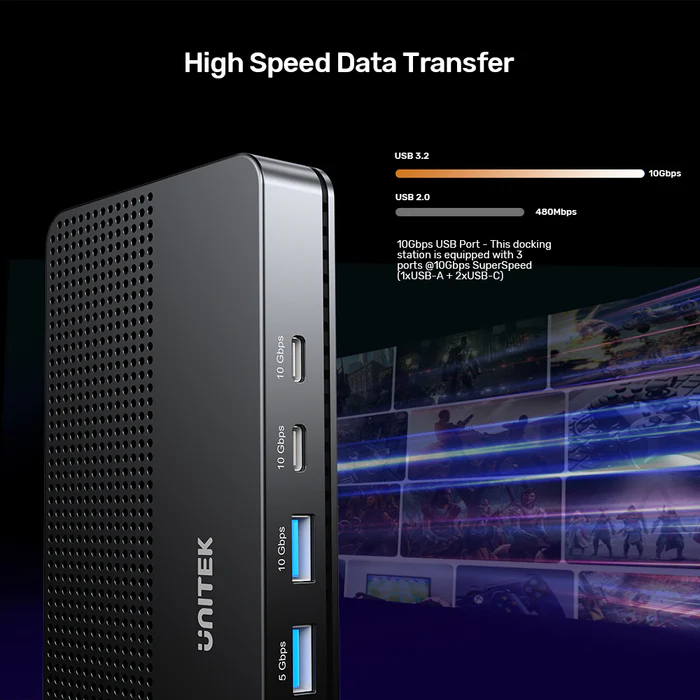 Unitek D1104A USB-C 13in1 8K Triple Display Docking Station USB3.2 & 2.5G Lan
