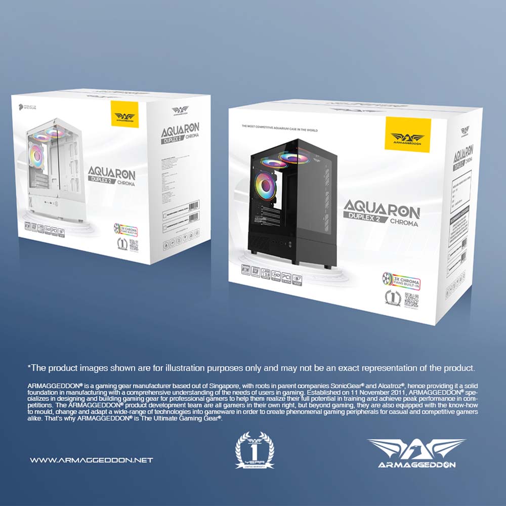 Armaggeddon Gaming Case M-ATX AQUARON DUPLEX 2 CHROMA Black (3x Chroma Fans)