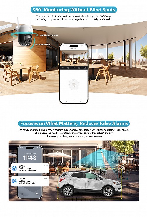Dahua IP 5.0MP 4.0mm Wifi PT Dome Dual Illumination SD-P5AE-PV