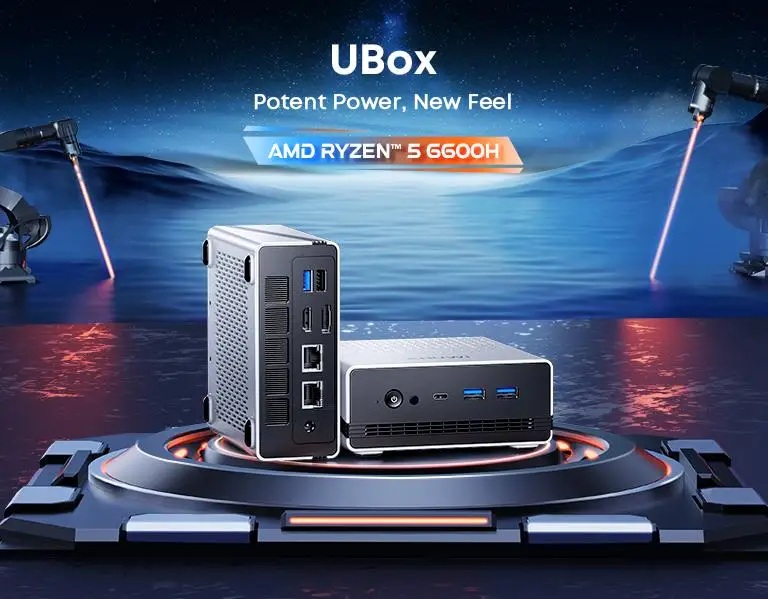 Chuwi  Mini PC Ryzen 5 6600H 16GB DDR5, 512GB PCIe 3.0 SSD, Wi-Fi 6 | Bluetooth 5.2, 2.5 Gigabit LAN, Win11 Pro