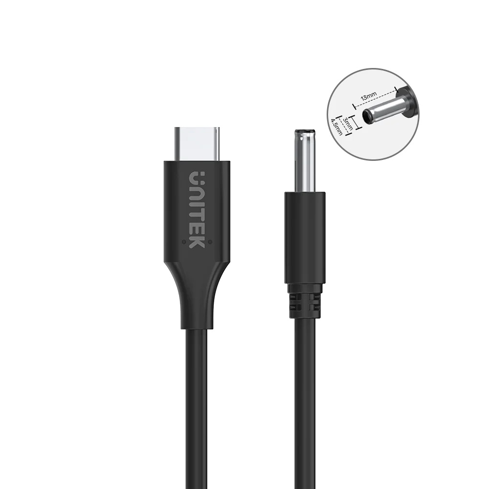 Unitek UCL USB-C to DC Cable 1.8m 65W for Dell 4.5*3.0mm C14120BK