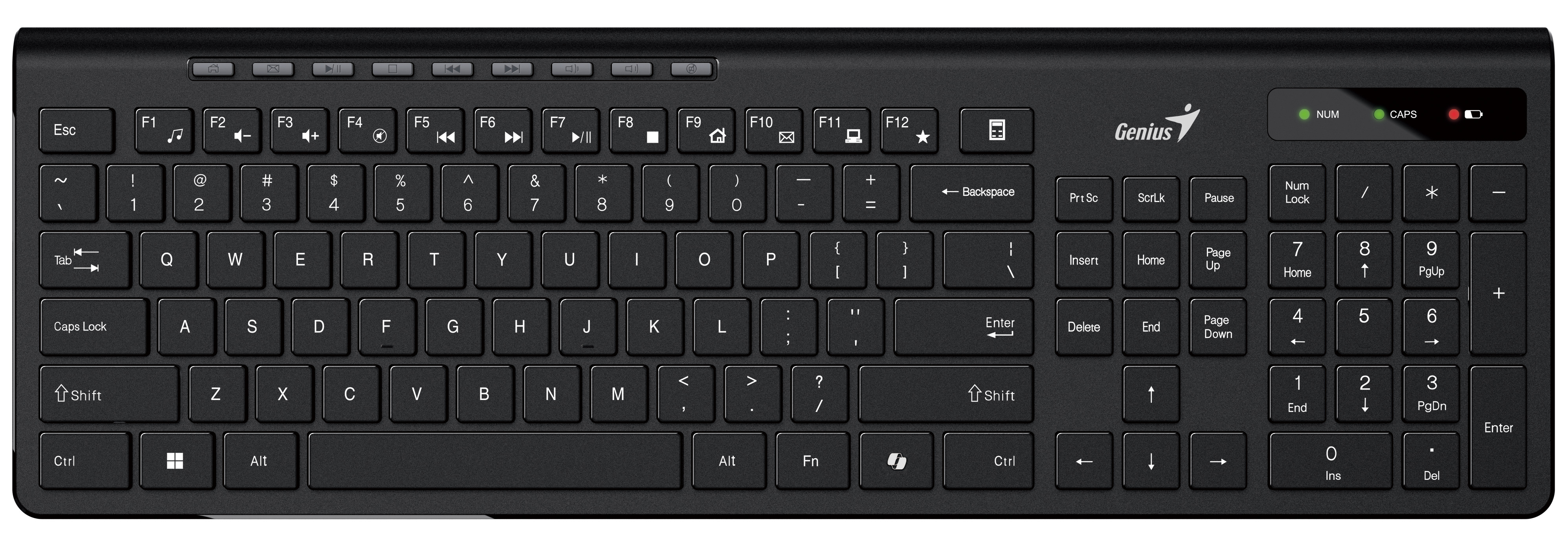 Genius Keyboard Wireless AI Chocolate Keys + 8 Hot Keys SlimStar 7230 English