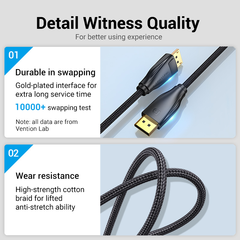 Vention DisplayPort Cable DP1.4 8K60Hz Braided 1.5m HCCBG
