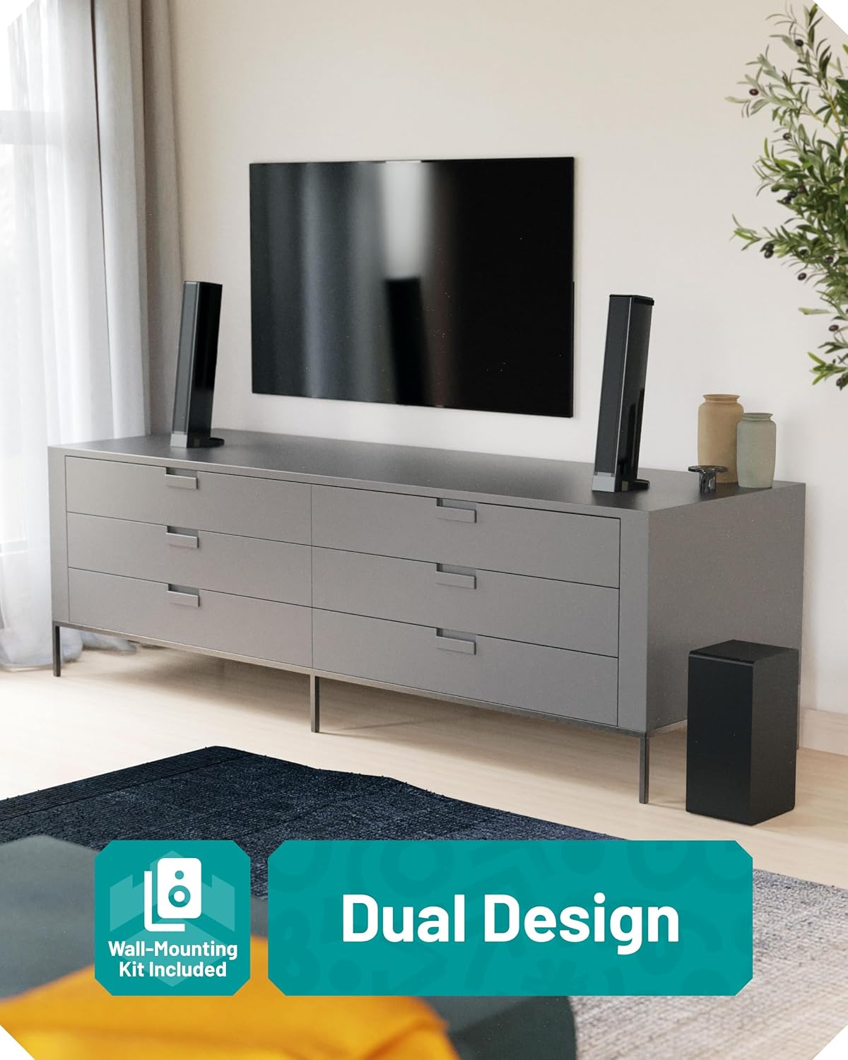 Majority Soundbar SB80 XTRA Split 2in1 Bar/Speakers 200W 2.1 with Sub,BT,HDMI,USB (Oakcastle)