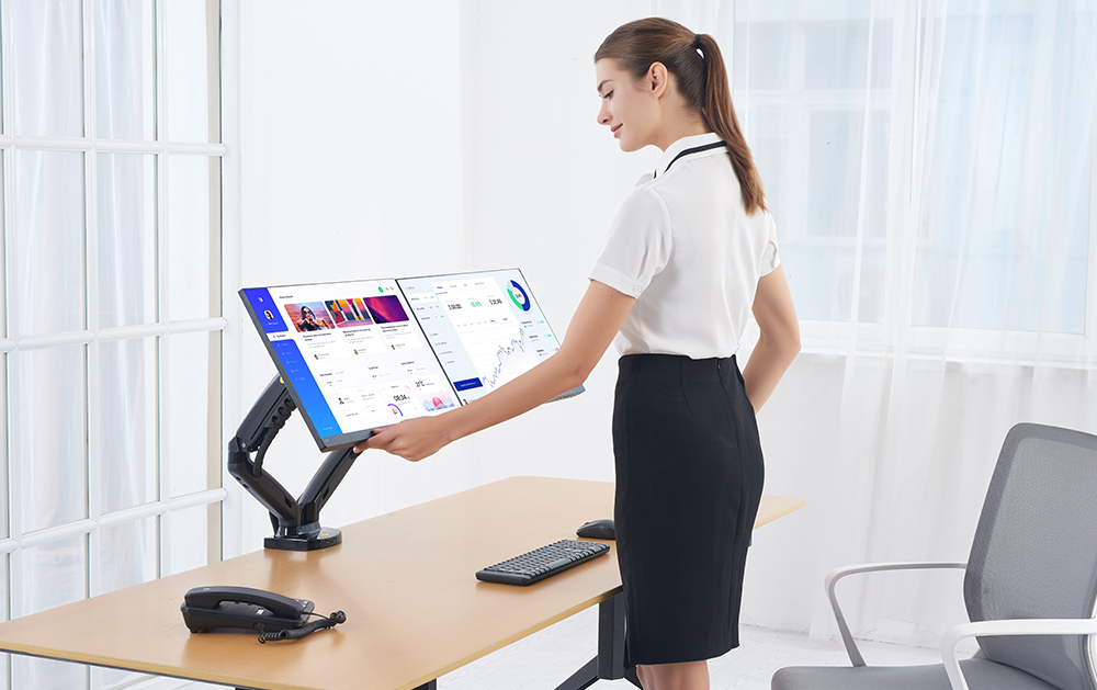 NBMounts F160 Gas Strut Desk Monitor Mount Dual Arms Black