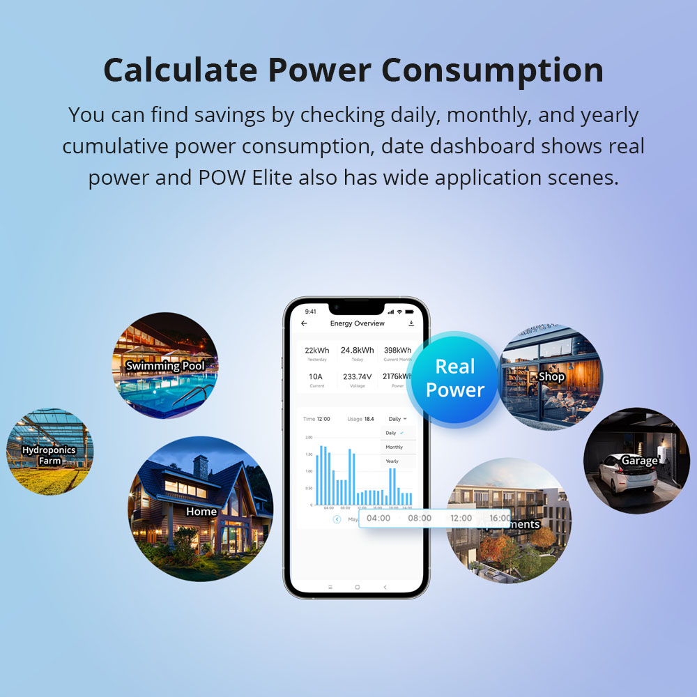 Sonoff WiFi Smart Switch POW Elite Smart Power Meter POWR320D 20A