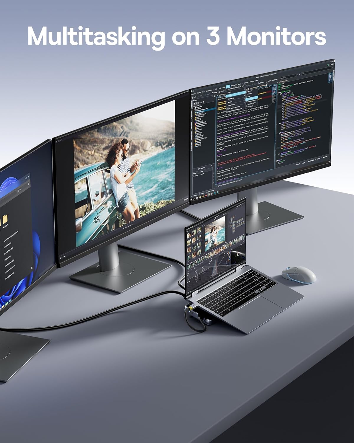 Baseus IT USB Hub 12-in-1 Laptop Docking Station 2xUSB-C/2x4KHDMI/1x4KDP/2xUSBC/3xUSB-A/SD/RJ45/PD100W