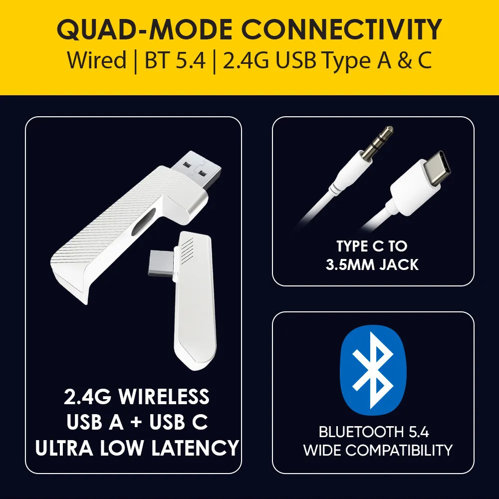 Armaggeddon COSMIC-V Gaming Headset USB+3.5mm+2.4G+BT PU Leather Ultraclear Black