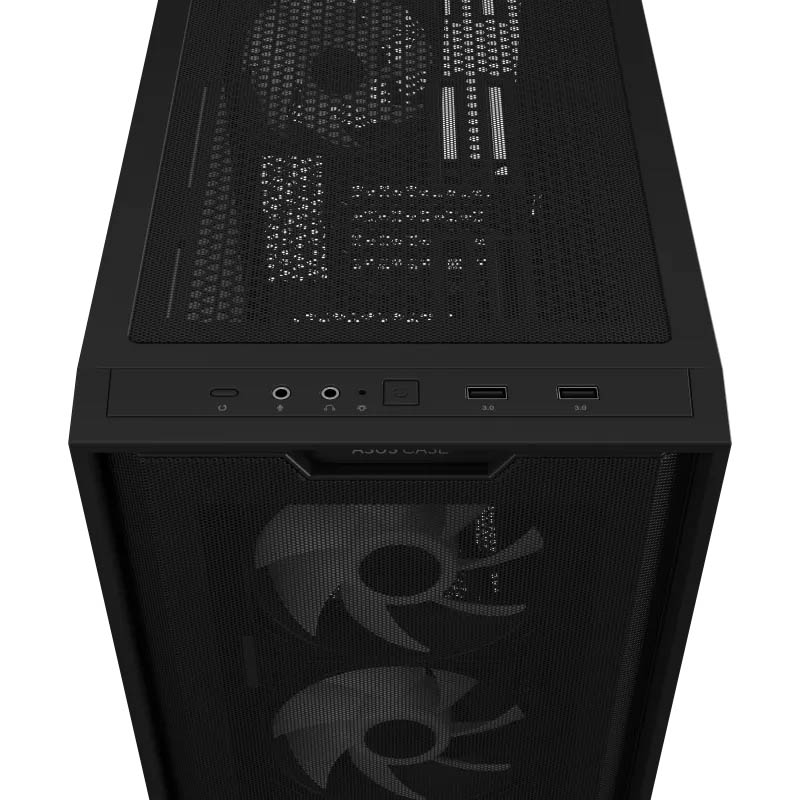 ASUS PC Case Gaming mATX Mesh Front Panel Tempered Glass Side Window 4x Pre-Installed ARGB Fans A21 PLUS Black