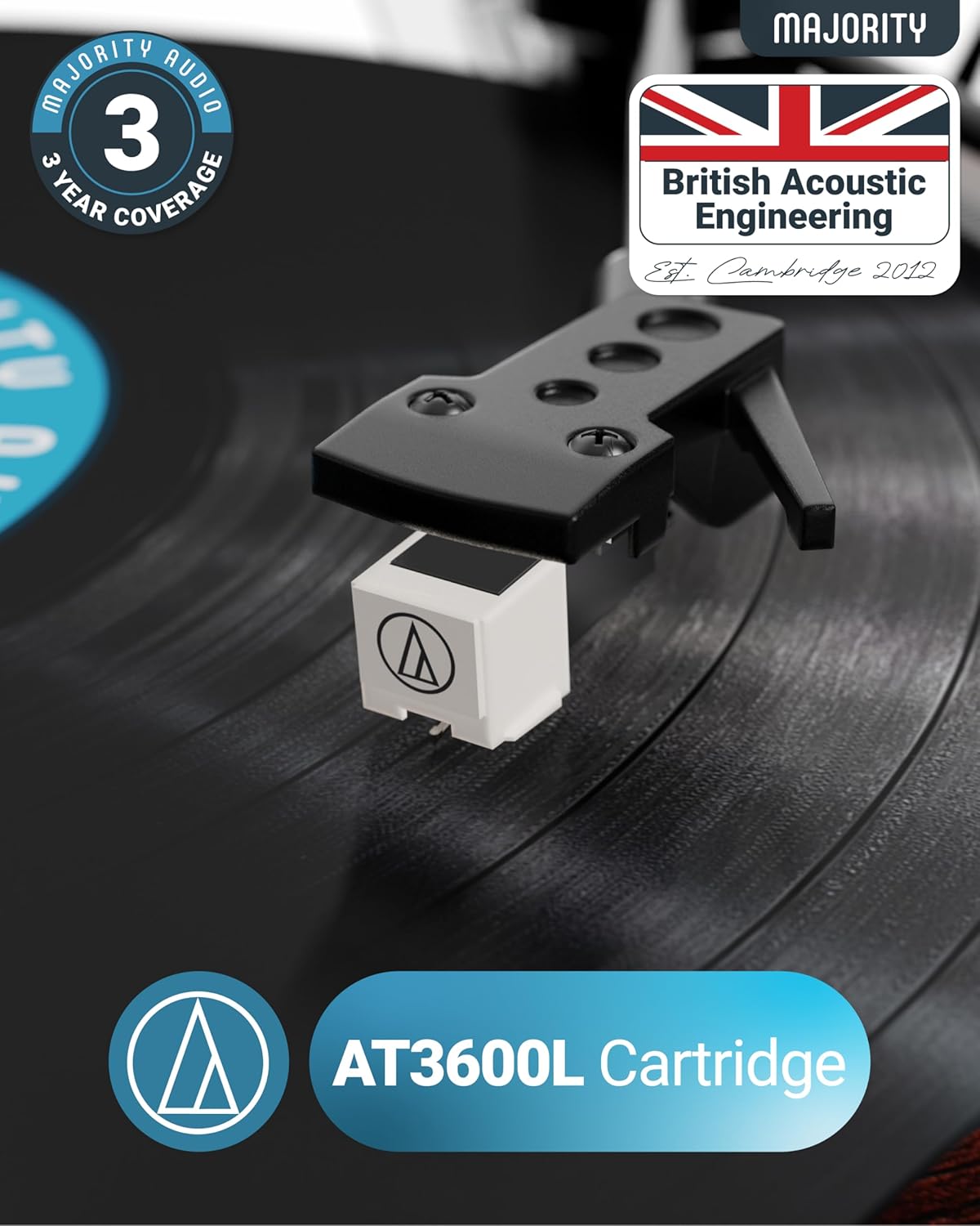 Majority Turntable MOTO PLUS incl 60W Speakers & Audio Technica Cartridge