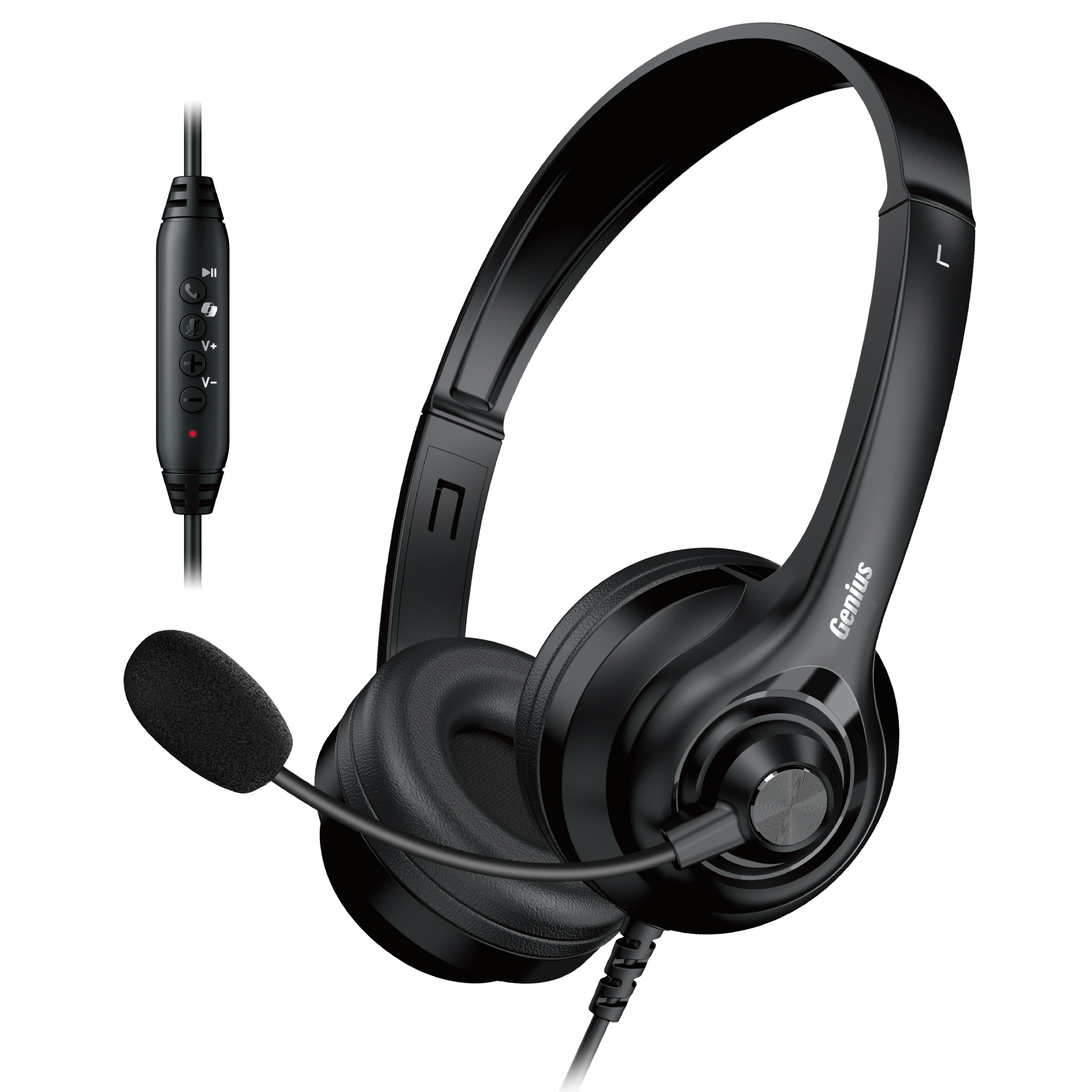 Genius PC Headset USB-A+C InLine Control & Ultra Soft Foam Cushions HS-235U AI