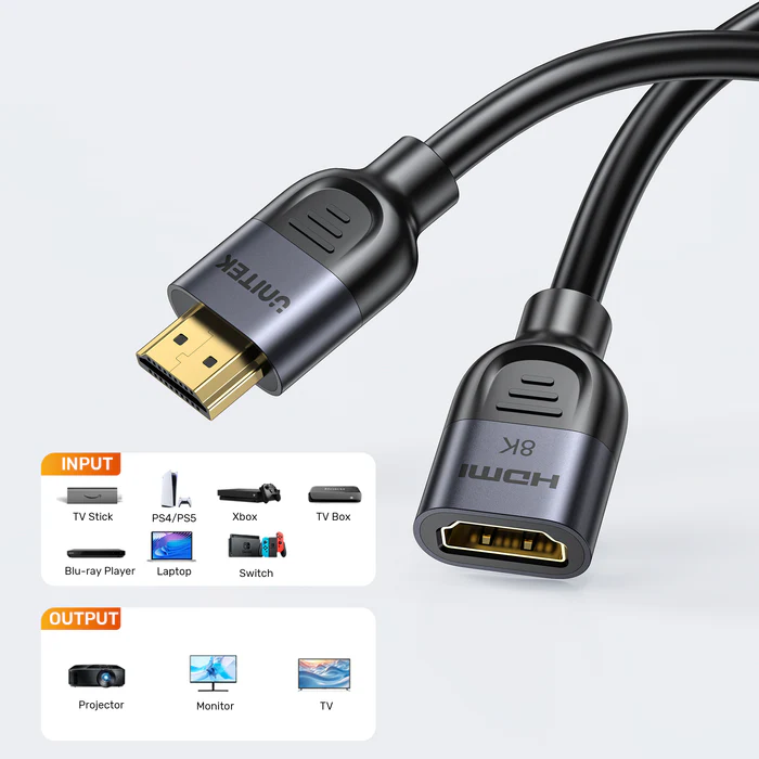 Unitek HDMI Extension 2.1 Male to Female 3.0m 8K60Hz C11091A