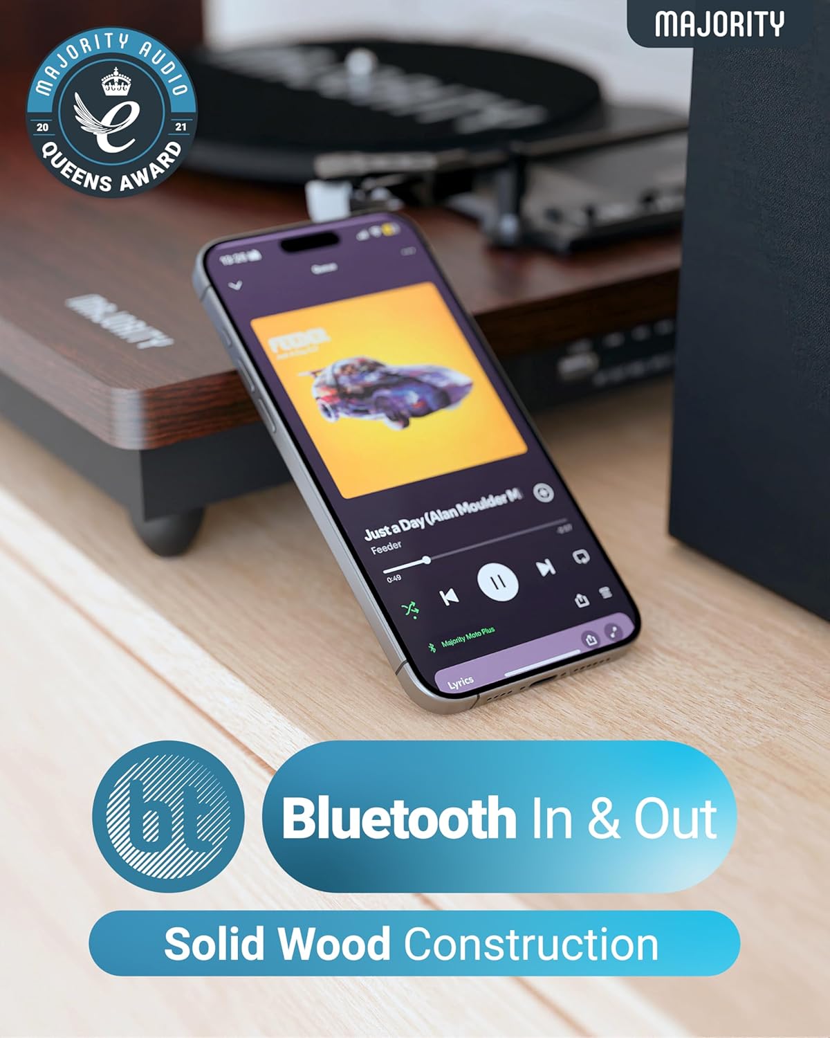 Majority Turntable MOTO PLUS incl 60W Speakers & Audio Technica Cartridge