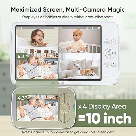 Bonoch BBM07 Portable Baby Monitor 10'' PTZ Camera+Audio No WiFi