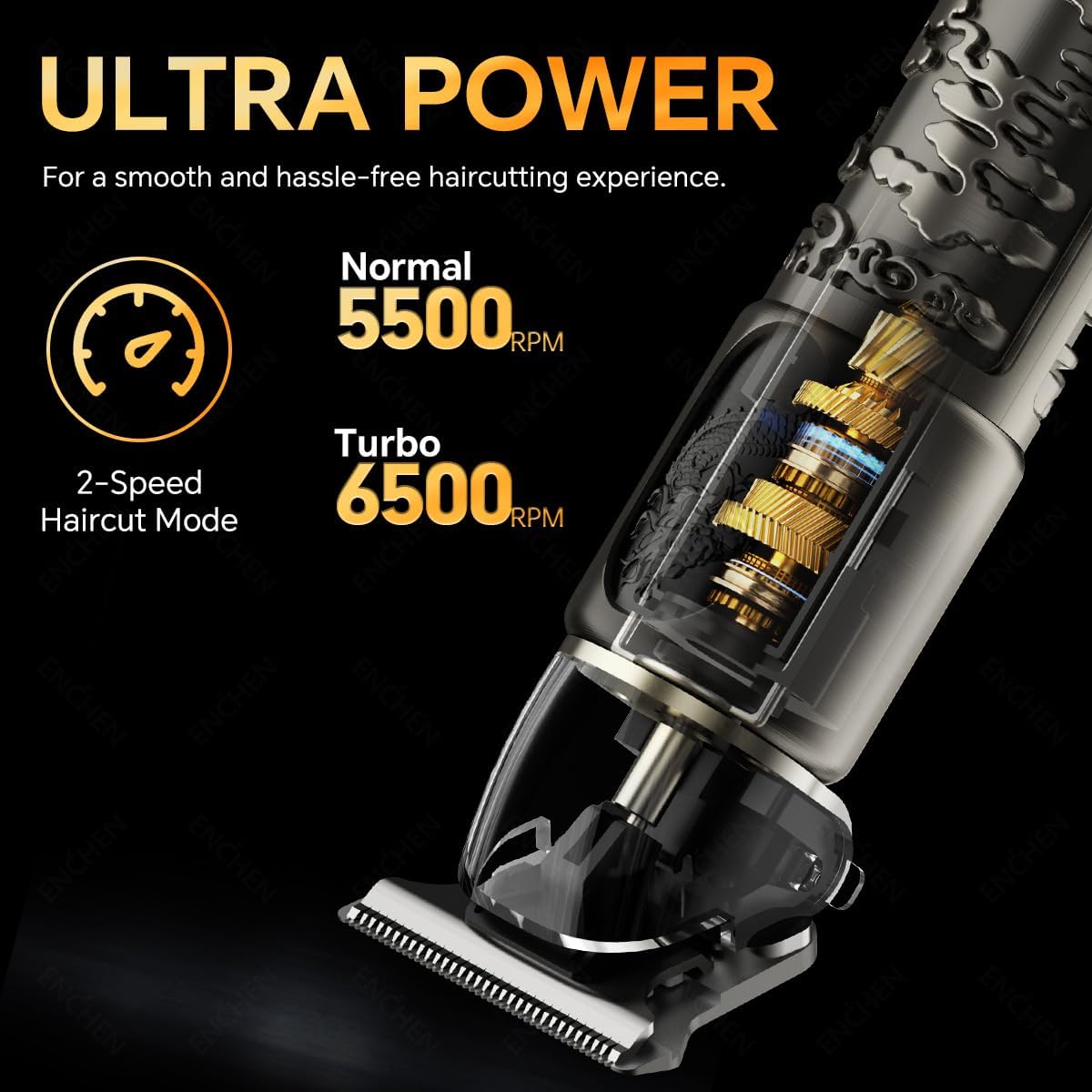 Enchen Hair Clipper Goldenstone 1 USB-C 1200mAh Black