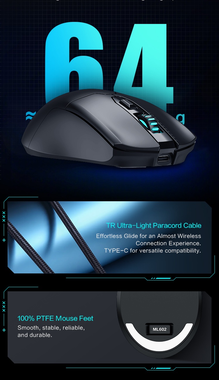 Thunderobot ML602 SE Wireless Gaming Rechargeable Mouse Black