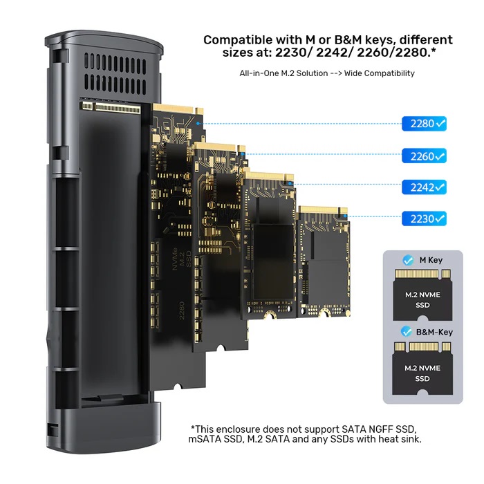 Unitek USB-C NVME/PCIe Enclosure 10Gbps S1241B