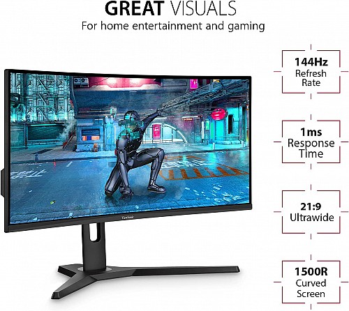 Viewsonic OMNI VX3418-2KPC Ultrawide Monitor 34'' Curved 2K 144Hz