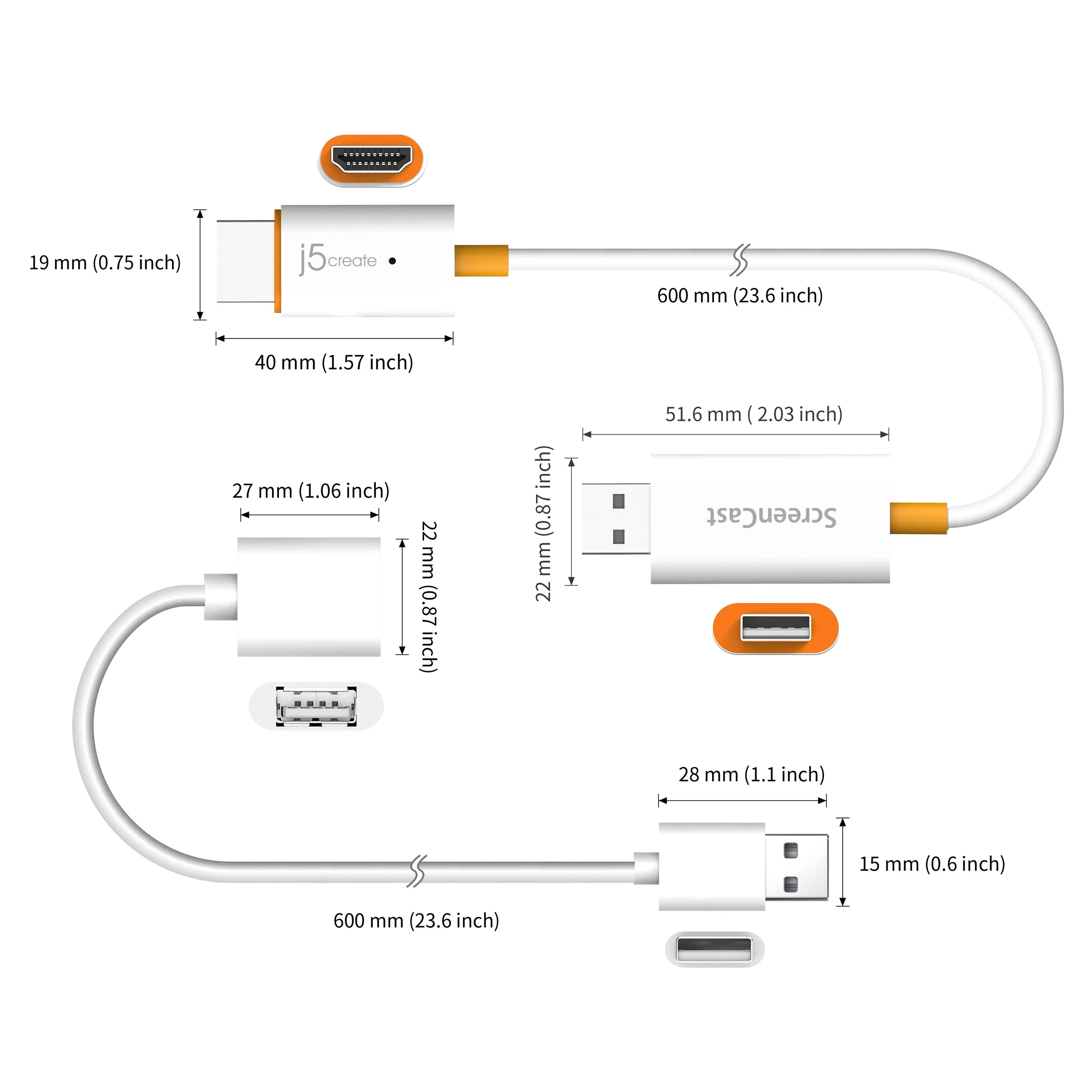 j5create Screencast Wireless Display Adapter HDMI 1080p Miracast/AirPlay USB Powered JVAW56