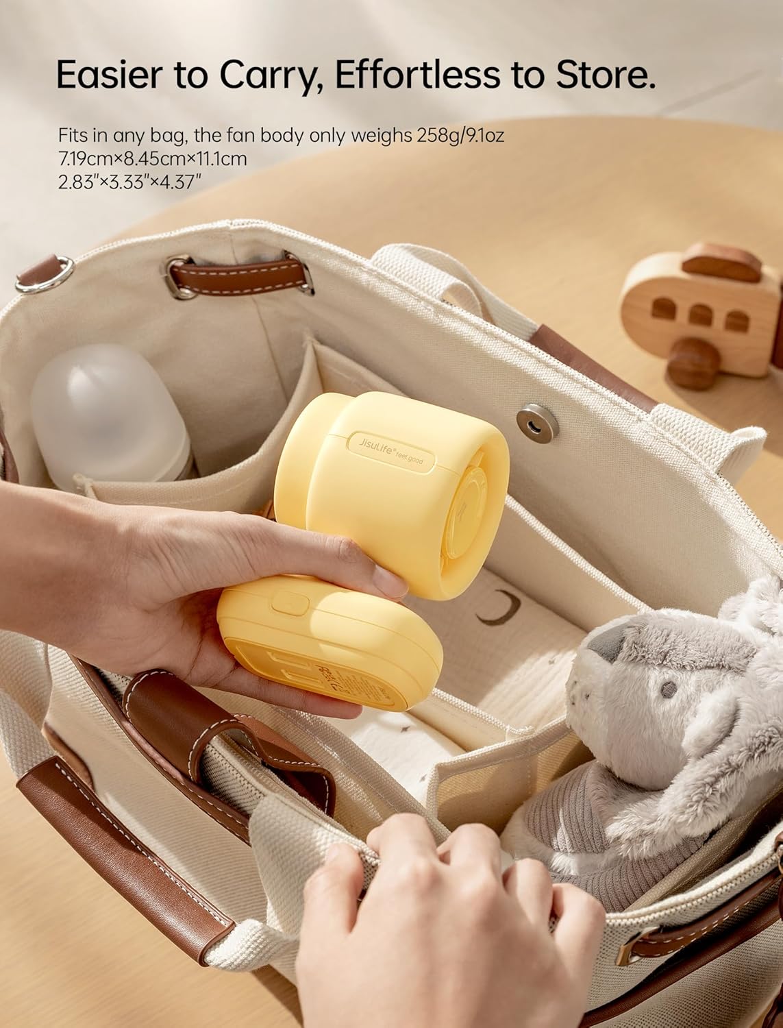 Jisulife Stroller Fan Rotaing with Light 5000mAh STROLLER FAN 3 Yellow