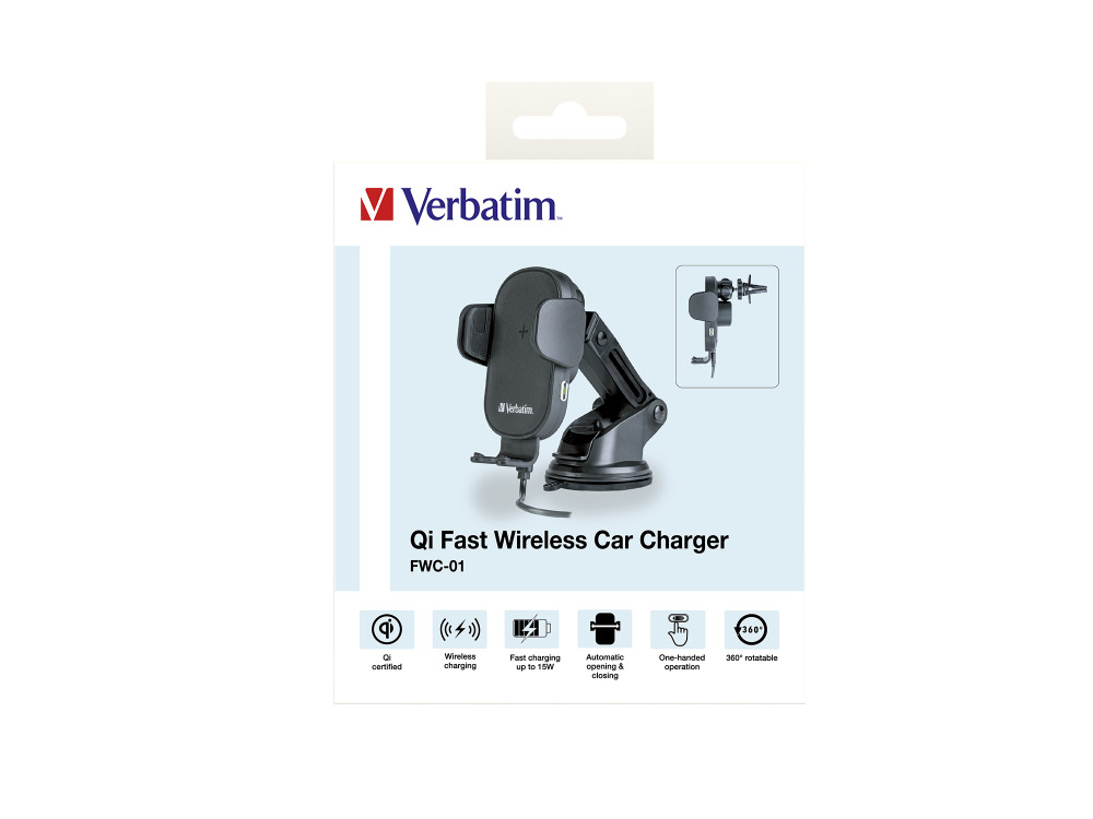 Verbatim FWC-01 Wireless Qi Certified 15W Car Charger