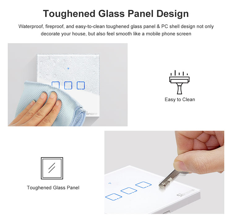 Sonoff T2 UK 1C WiFi Smart Wall Touch Switch White