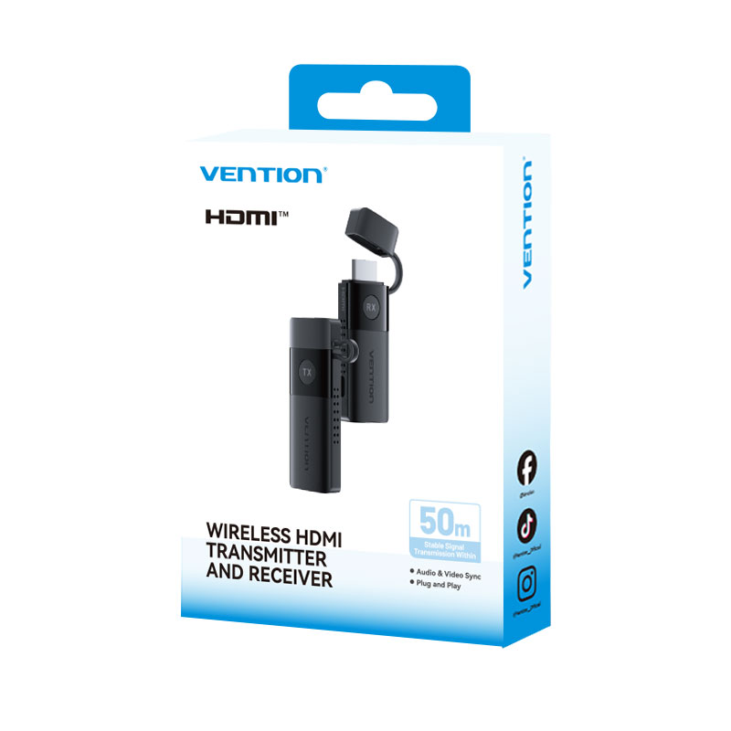 Vention HDMI Wireless Transmitter and Receiver Black ADKB0