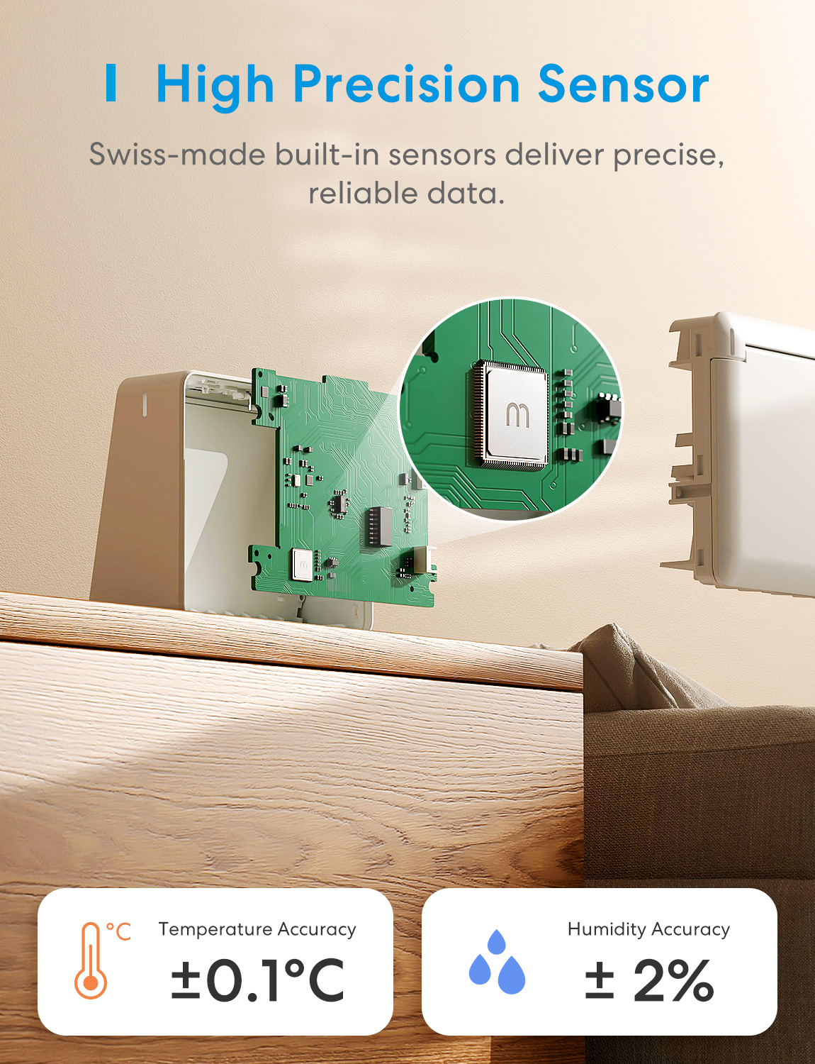 Meross Homekit Smart Temperature & Humidity Sensor (Matter) MS130MA-EU