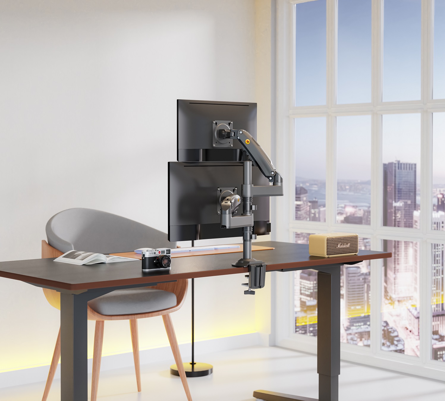 NBMounts H180 Twin Arm Gas Desktop Monitor Mount (upgraded version)