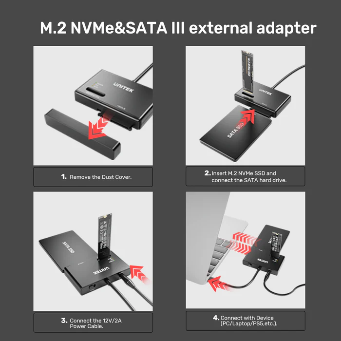Unitek USB-C to SATA/m2 SSD Converter S1232A (UK)