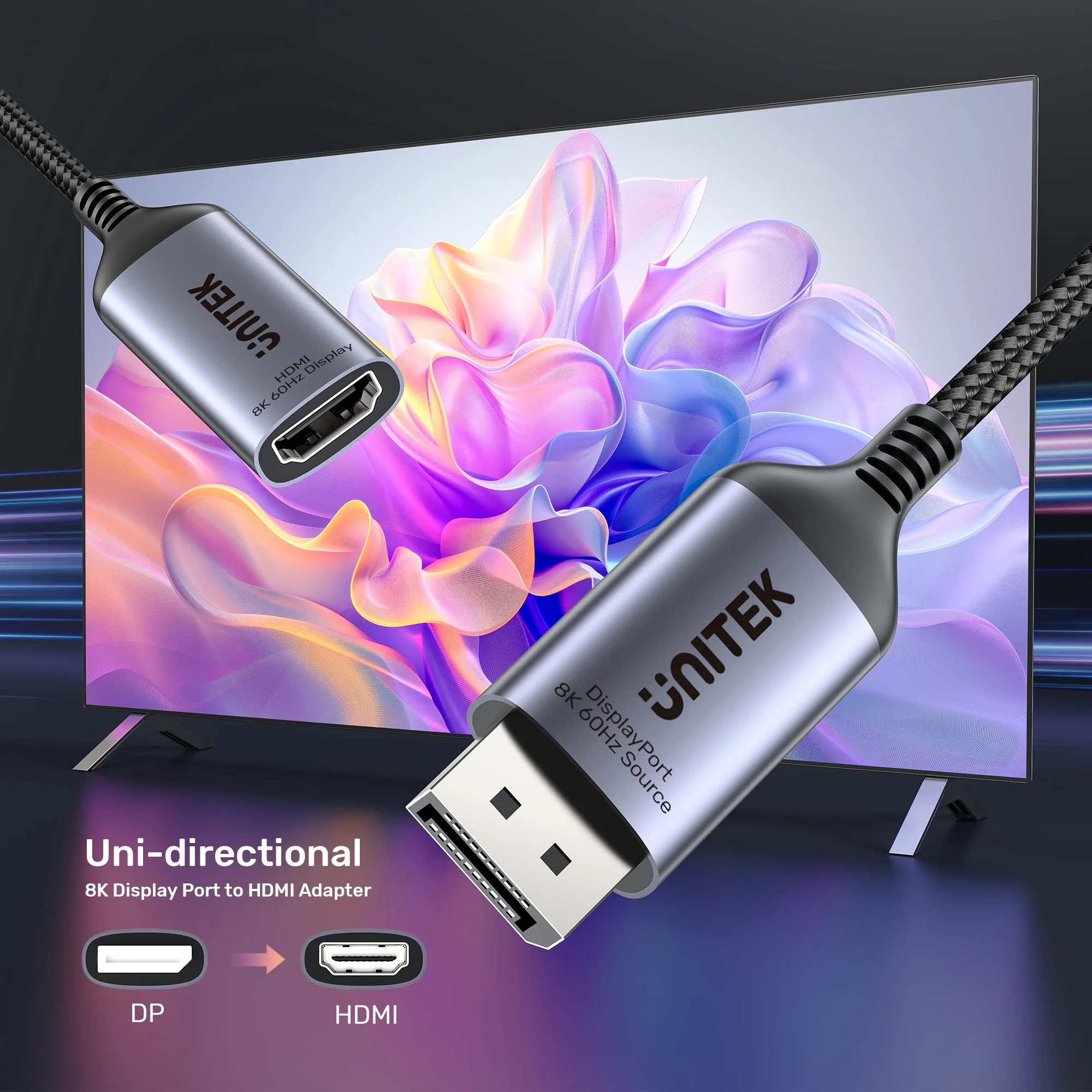 Unitek DisplayPort to HDMI Female Adaptor 8K60Hz V1611A