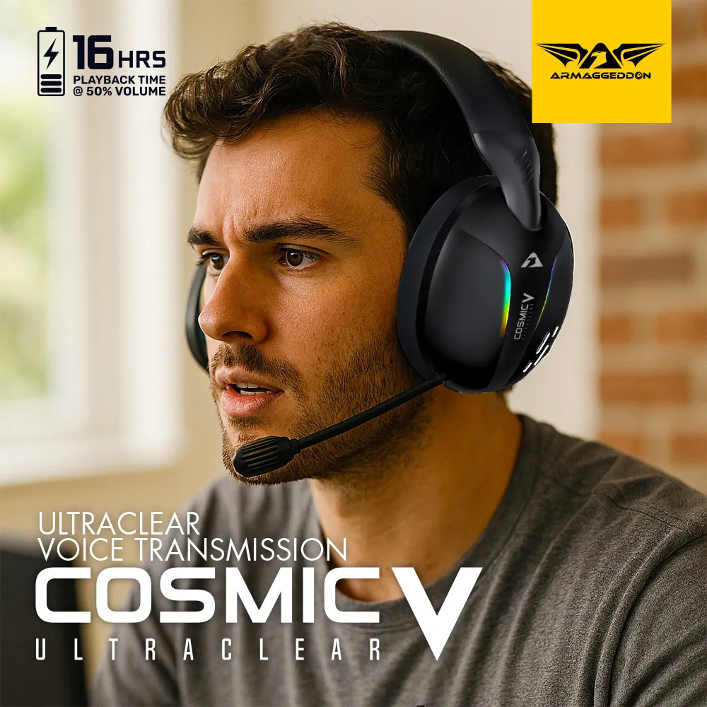 Armaggeddon COSMIC-V Gaming Headset USB+3.5mm+2.4G+BT PU Leather Ultraclear Black