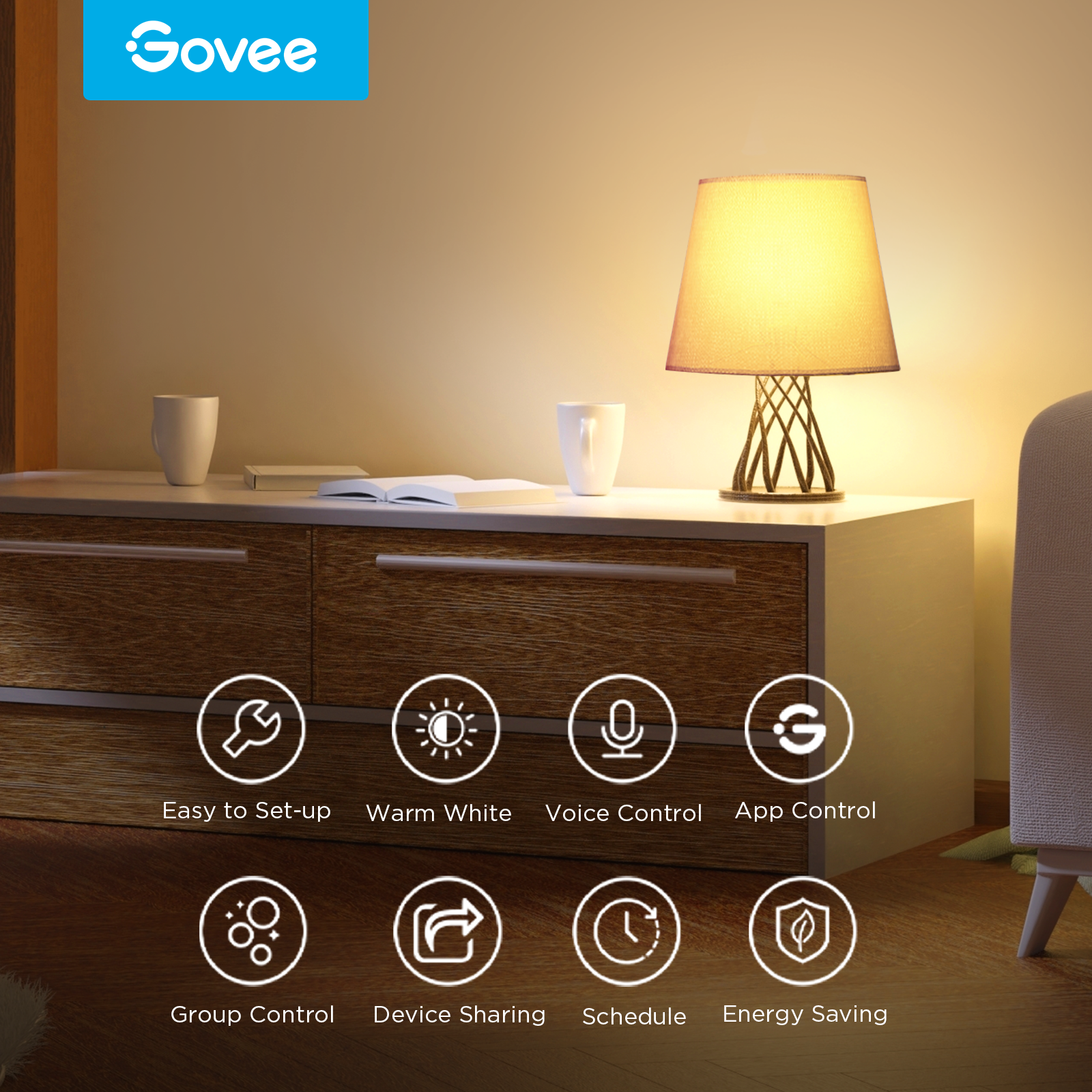 Govee Bulb Ceiling E27 Smart LED 800 Lumens Cold White/Warm White (Pack of 2) B8015C02