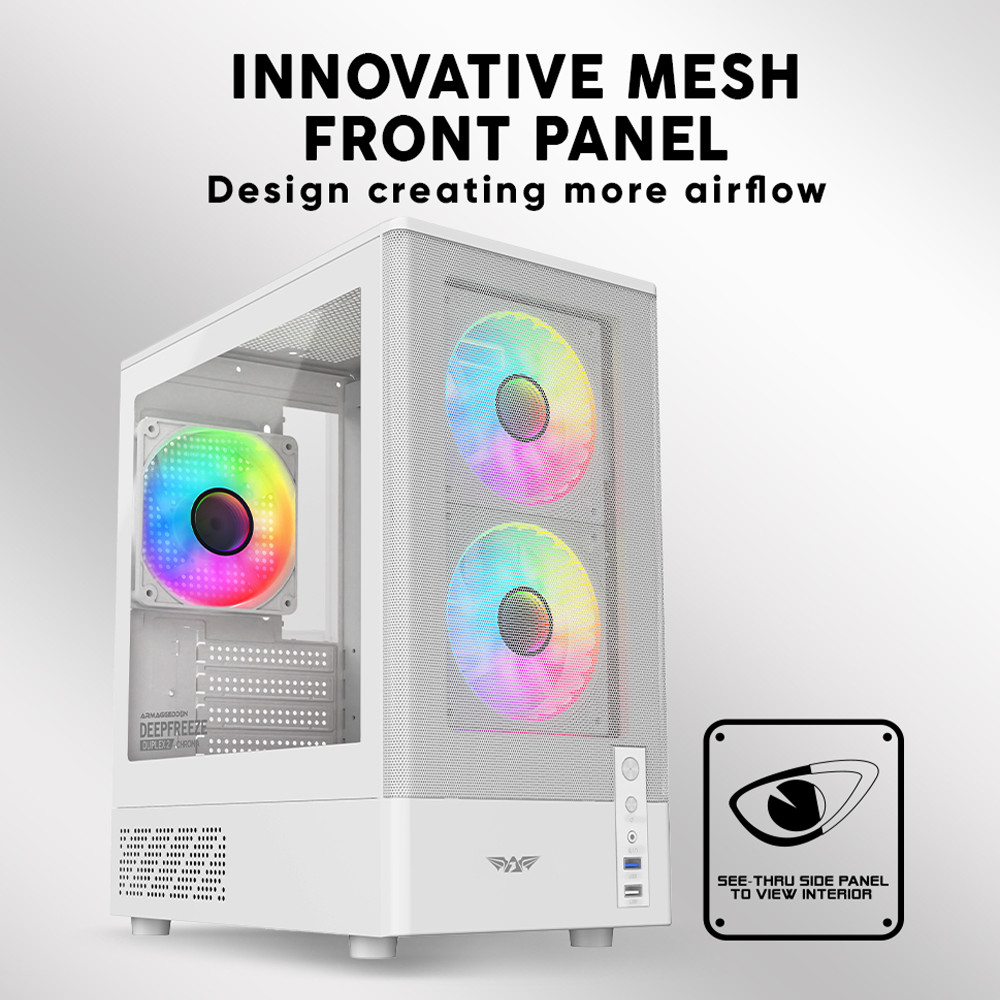Armaggeddon Gaming Case M-ATX DEEPFREEZE DUPLEX 2 CHROMA White (3x Chroma Fans)