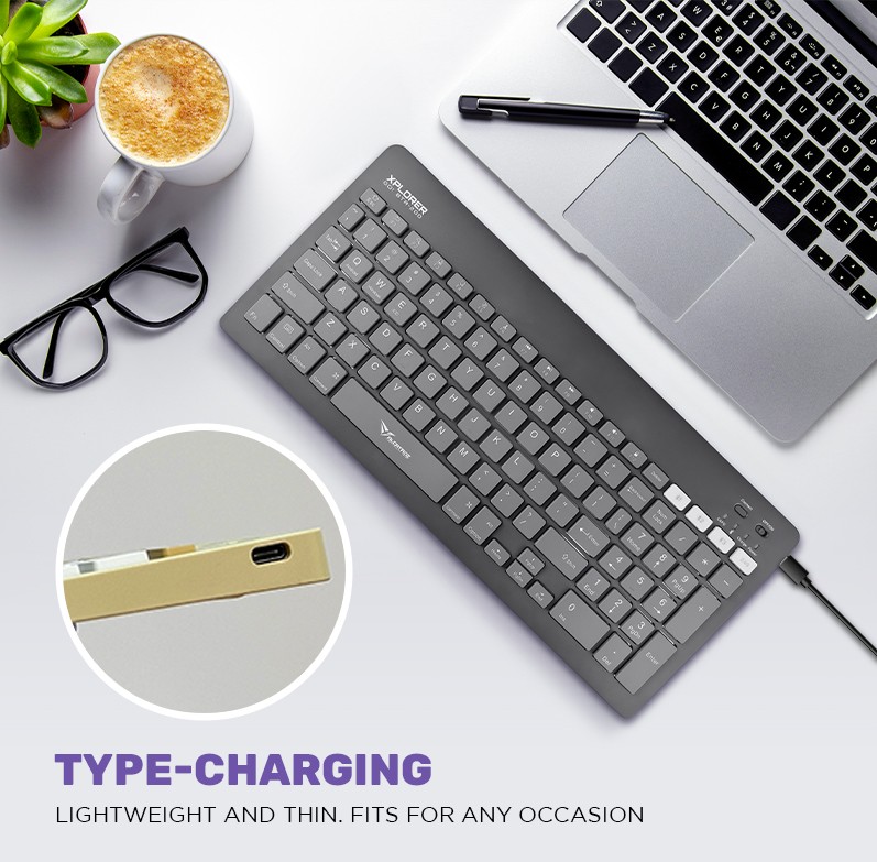 Alcatroz XPLORER GO! BTR 200 Wireless Mini Keyboard 2.4G+BT Mist White