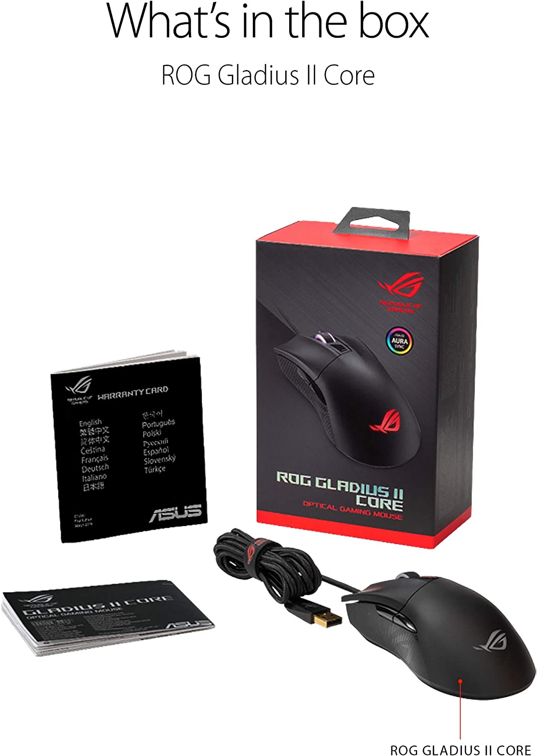 ASUS Gaming Mouse Wired RGB ROG Gladius II CORE